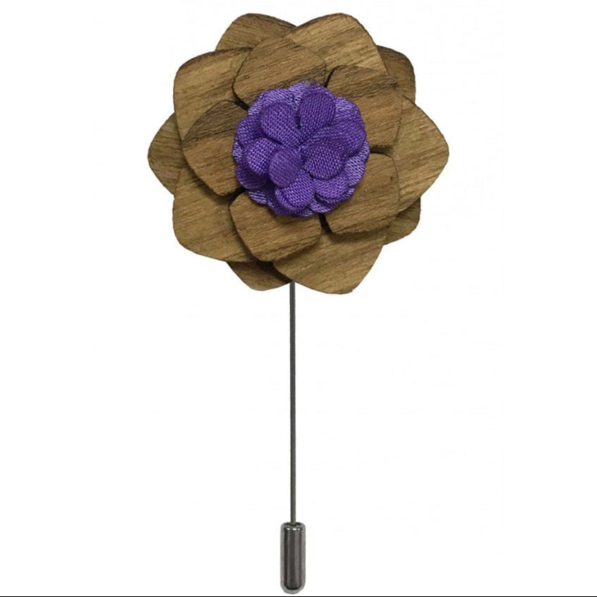 Flower Shaped Wooden Lapel Pin