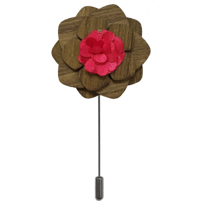 Flower Shaped Wooden Lapel Pin