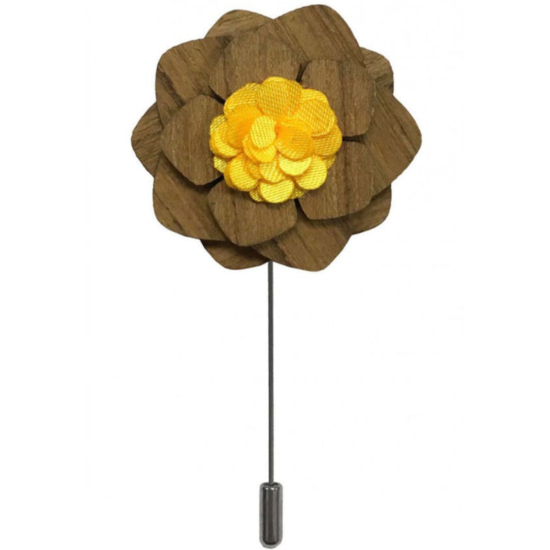 Flower Shaped Wooden Lapel Pin