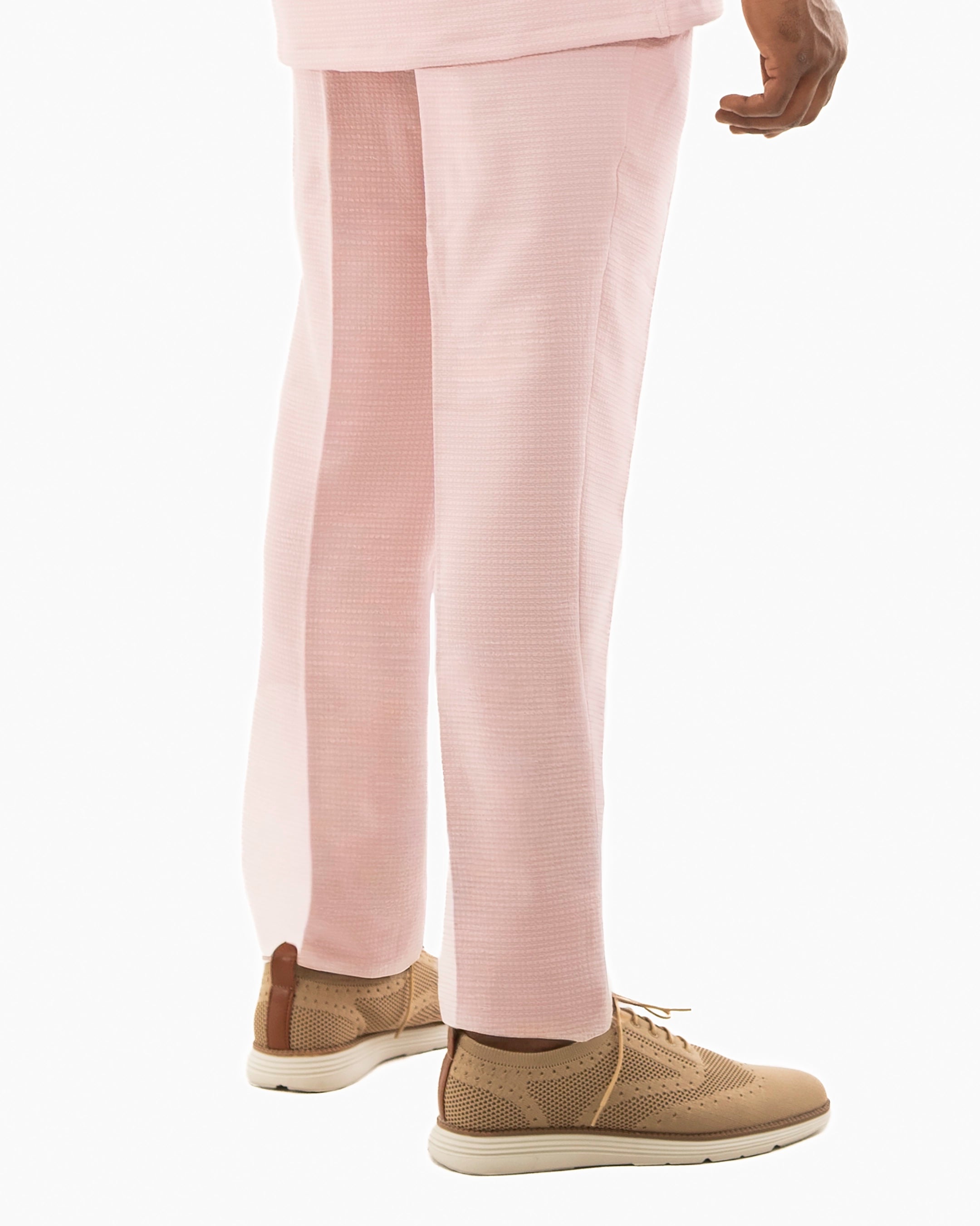 Blush Tailored-Fit Linen Textured Pants