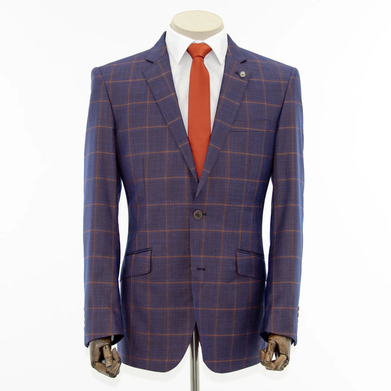 Eggplant Windowpane Plaid 2-Piece Tailored-Fit Suit