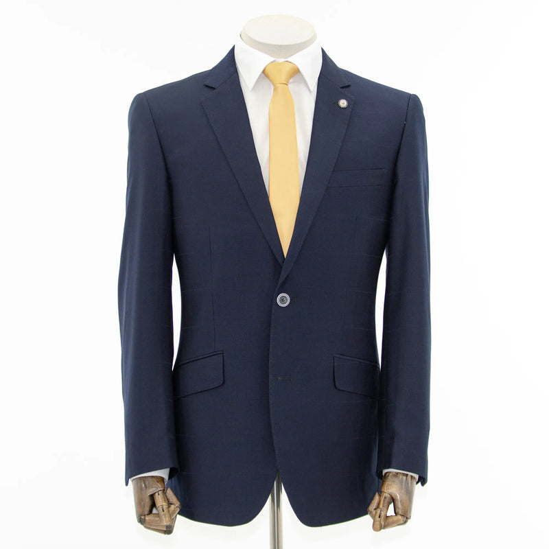 Navy on Navy Windowpane 2-Piece Tailored-Fit Suit