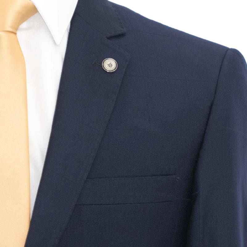 Navy on Navy Windowpane 2-Piece Tailored-Fit Suit