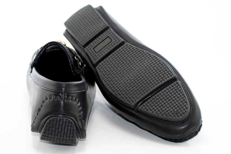 Black Sequined Driver Loafer with Gold Bit