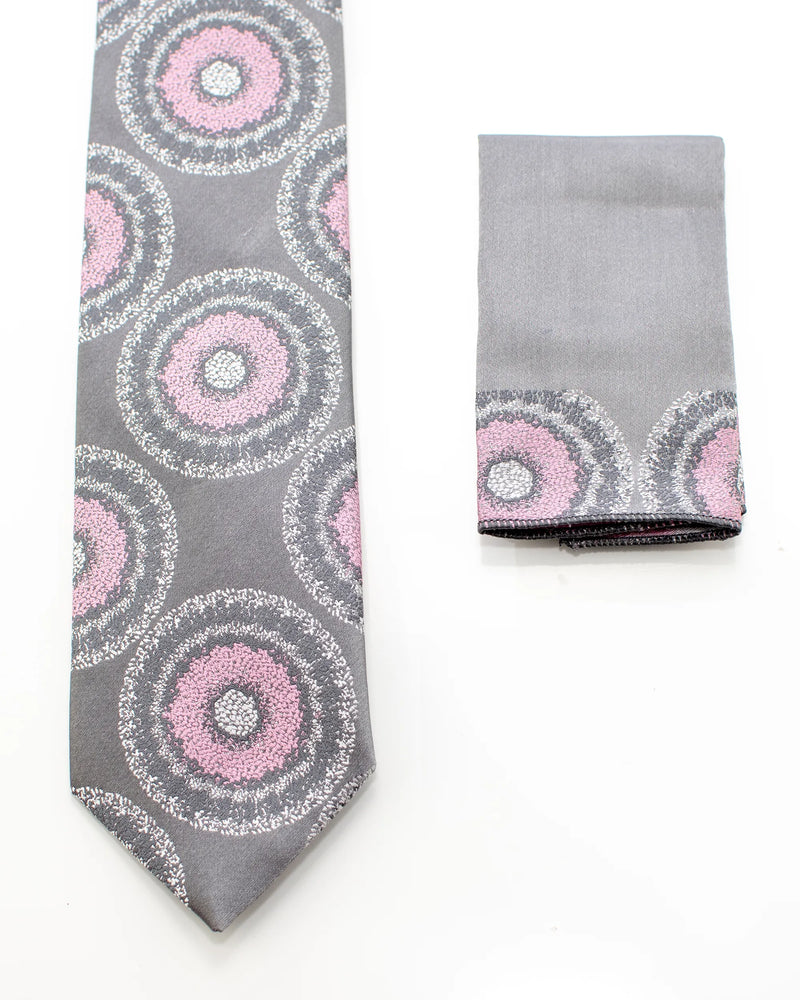 Gray and Pink Bullseye Necktie