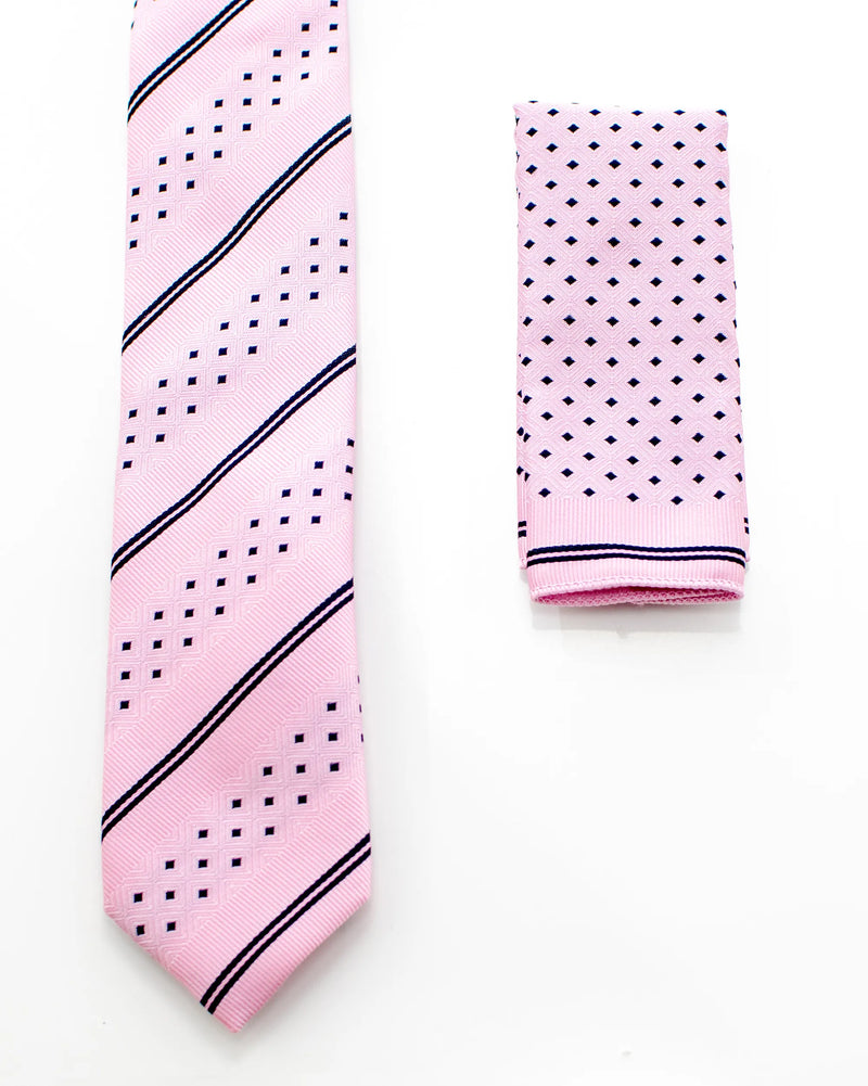 Pink and Black Diamond Striped Necktie