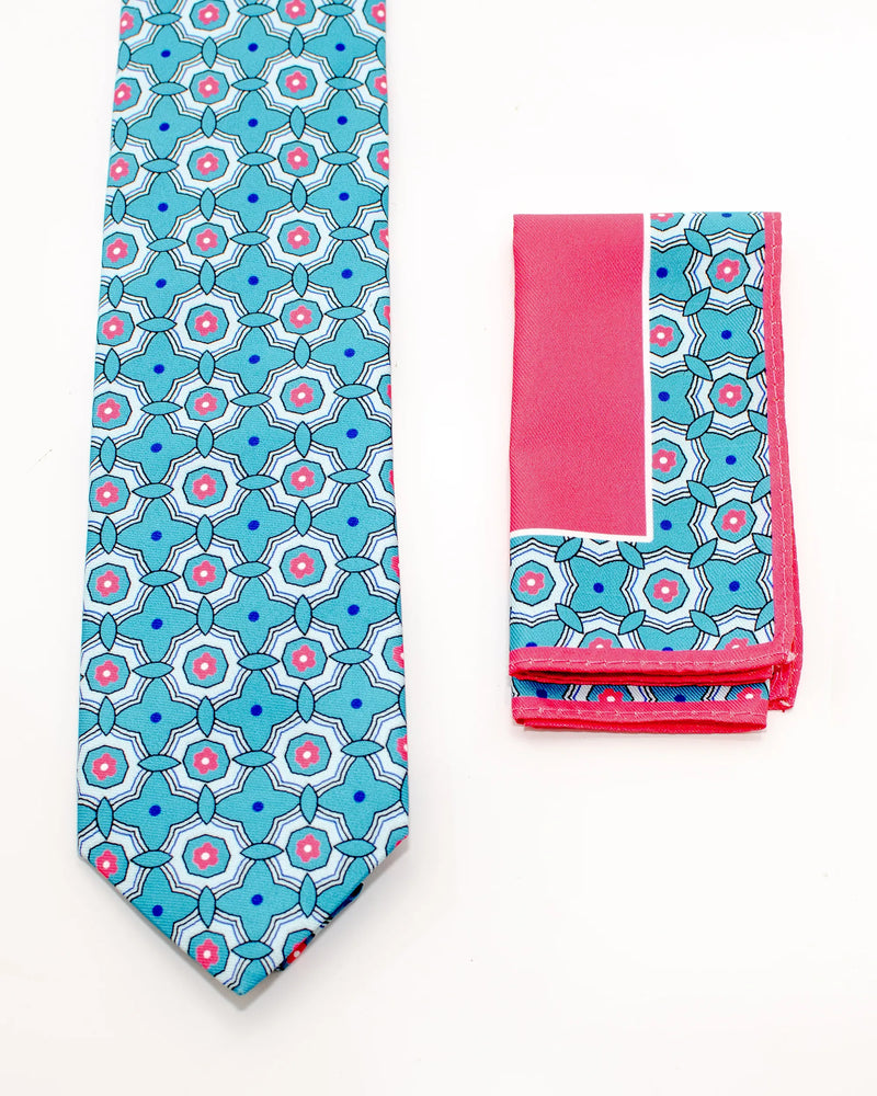 Turquoise Quatrefoil Necktie