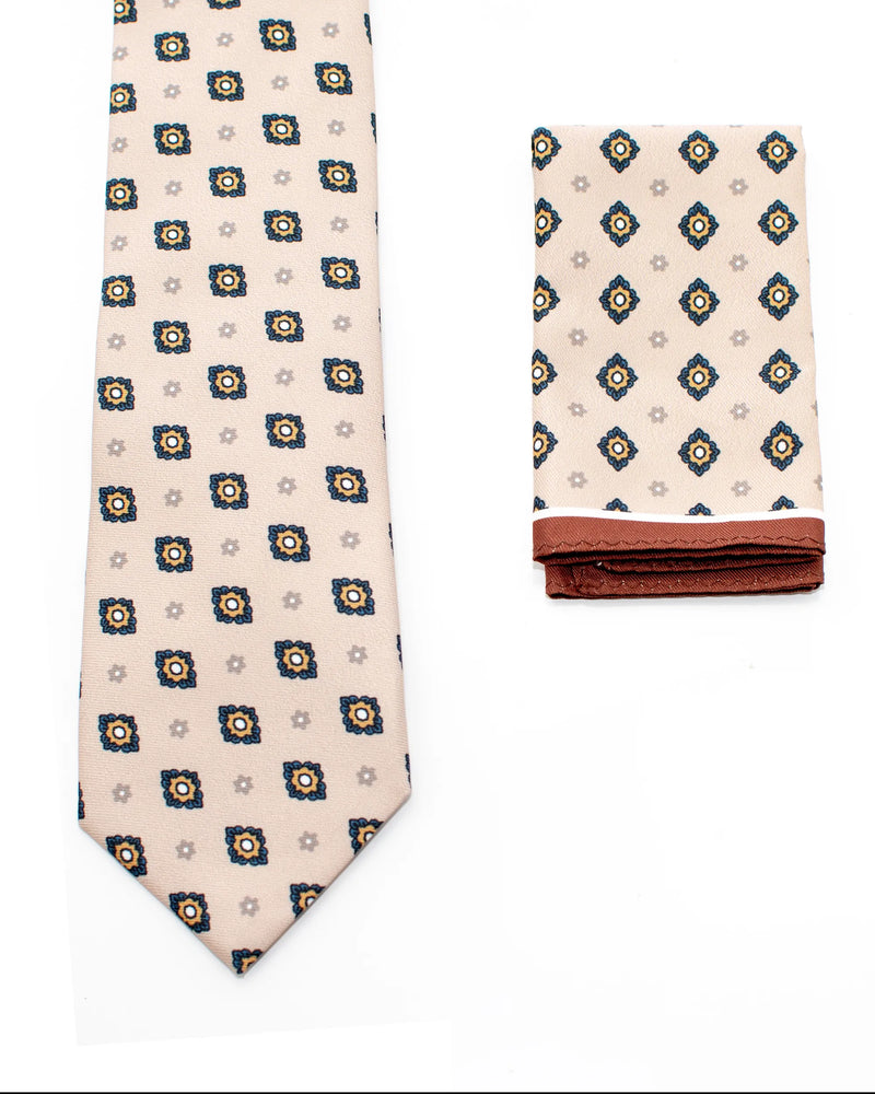 Tan Floral Polka Dot Necktie