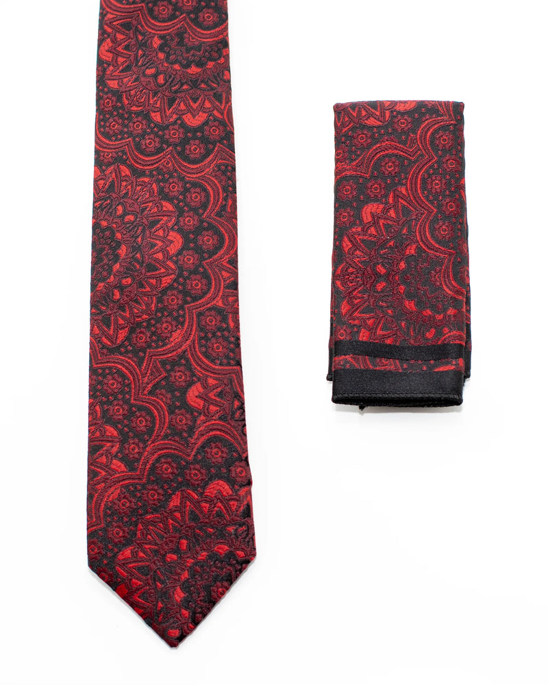 Red Floral Mandala Necktie