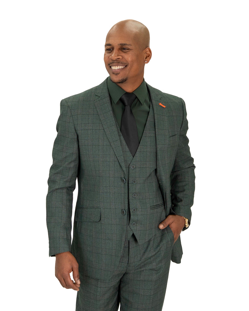 Tartan Plaid 3-Piece Tailored-Fit Suit