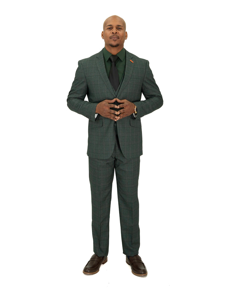 Tartan Plaid 3-Piece Tailored-Fit Suit