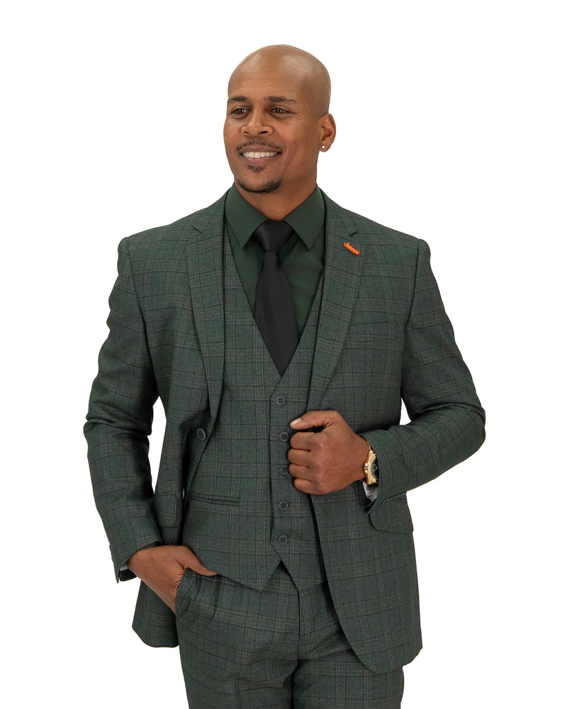 Tartan Plaid 3-Piece Tailored-Fit Suit