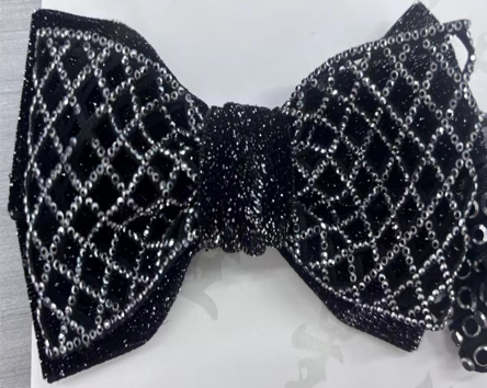 Fishnet Rhinestone Bow Tie