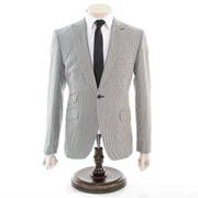 Men's White And Black Modern Houndstooth Slim-Fit Jacket With Peak Lapels