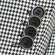 Men's White And Black Modern Houndstooth Slim-Fit Jacket With Peak Lapels