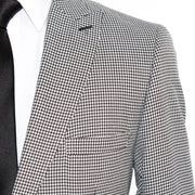 Men's White And Black Modern Houndstooth Slim-Fit Jacket With Peak Lapels