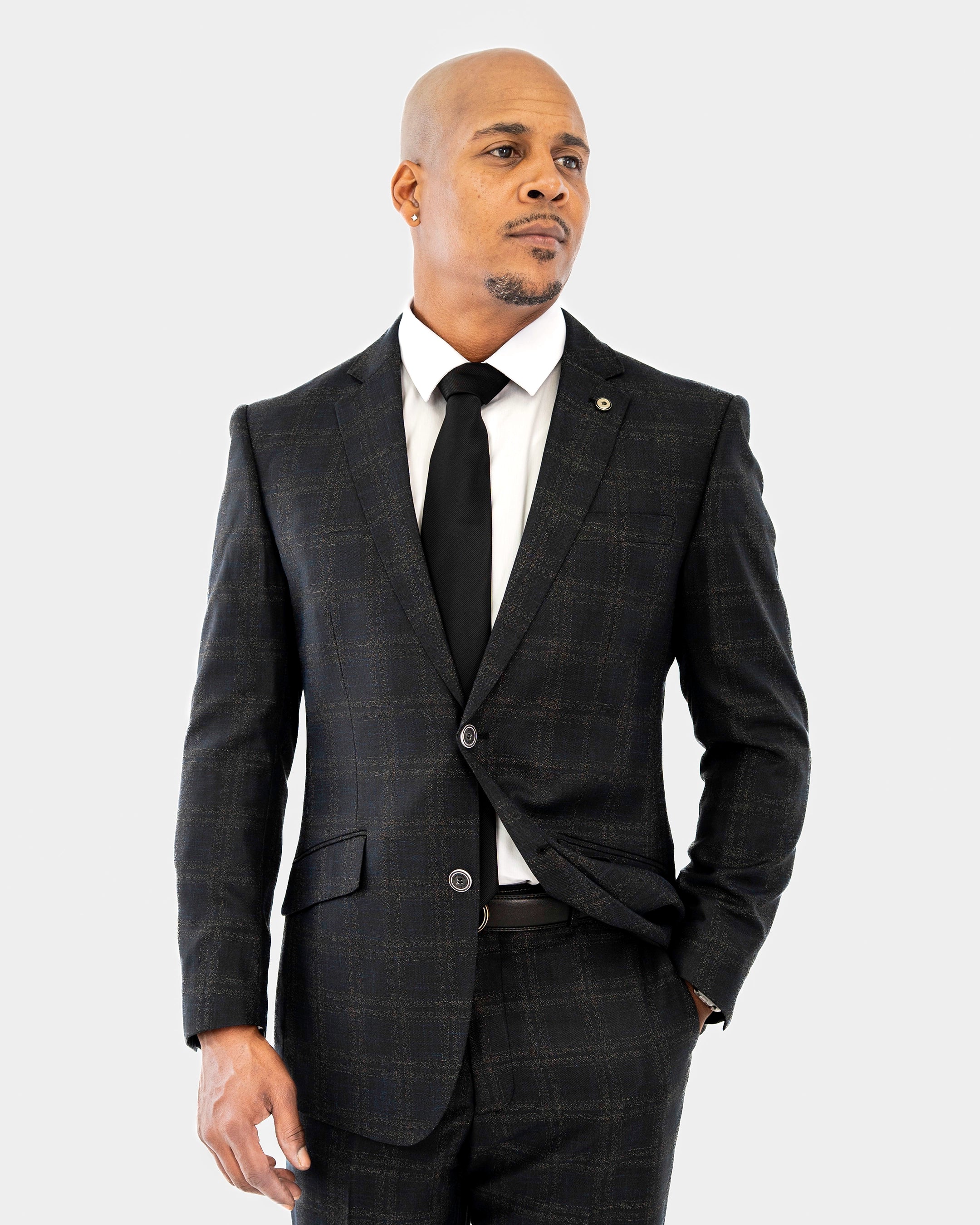 Black Plaid 2-Piece Tailored-Fit Suit