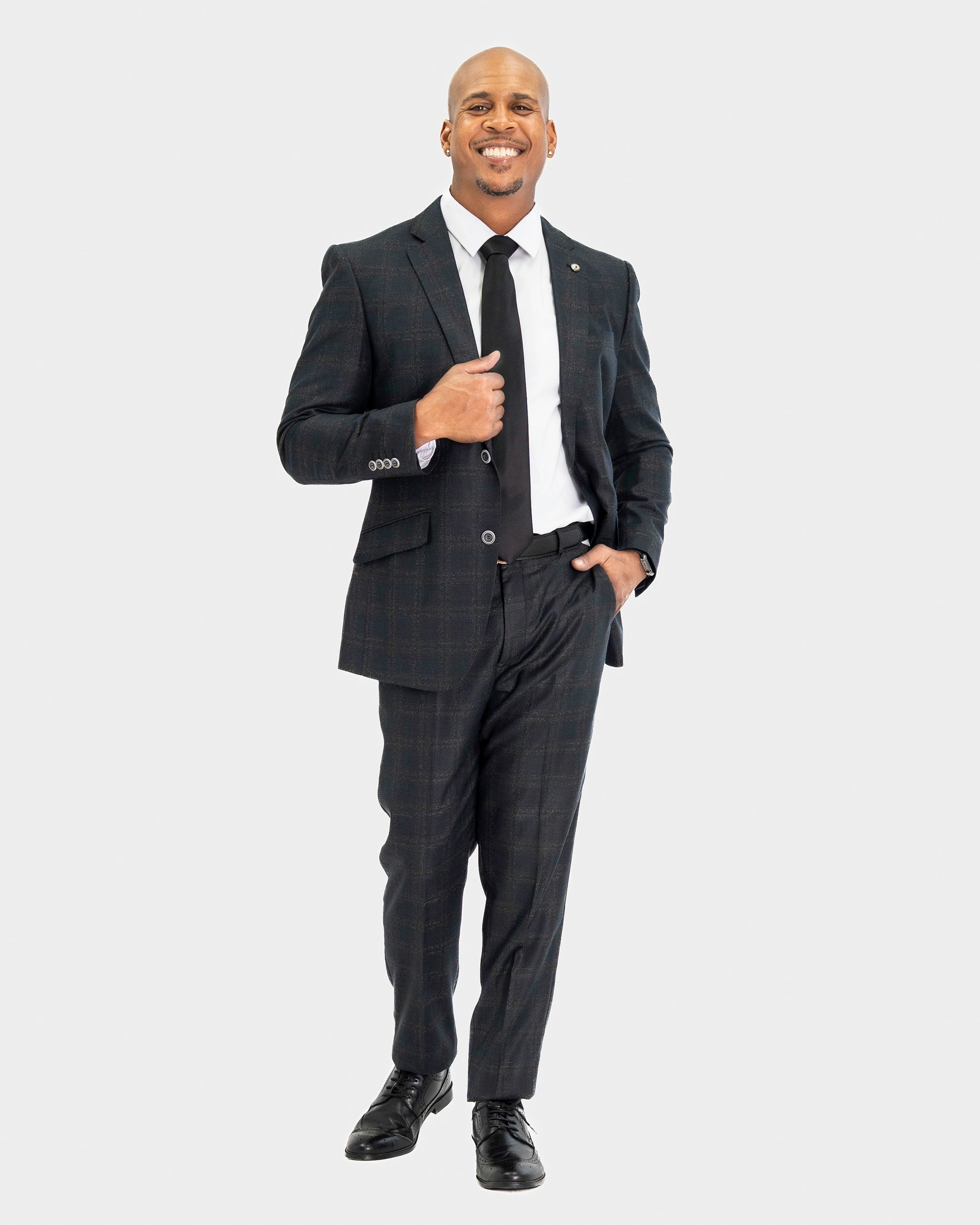 Black Plaid 2-Piece Tailored-Fit Suit