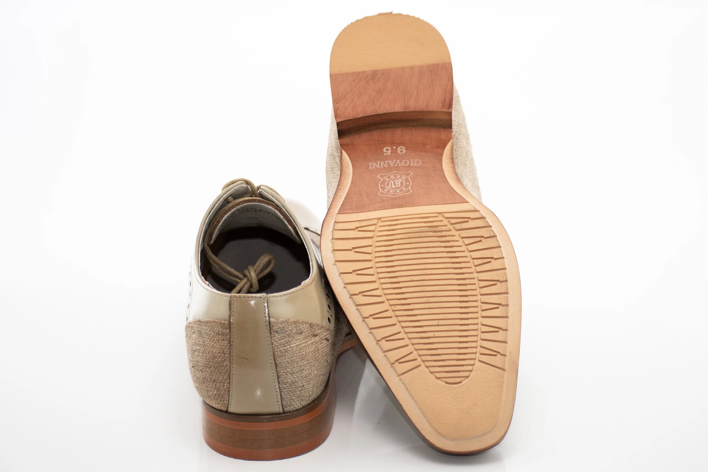 Linen and Leather Lace-Up Oxford Dress Shoes
