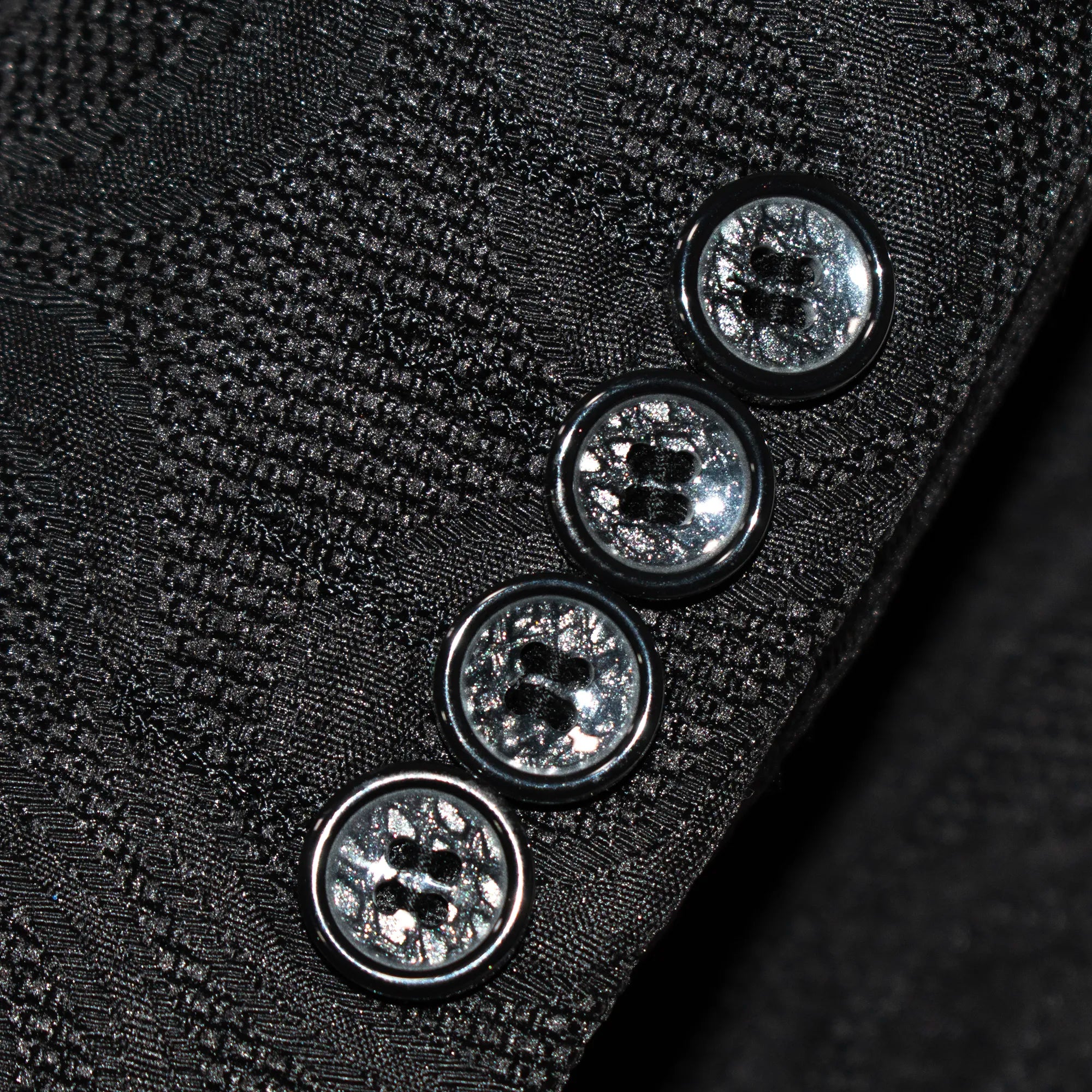 Black Infinity Jacquard With Gold Sequins 3-Piece Slim-Fit Tuxedo