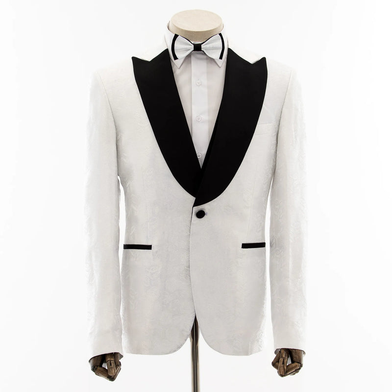 Felix | White Floral 3-Piece Tailored-Fit Tuxedo