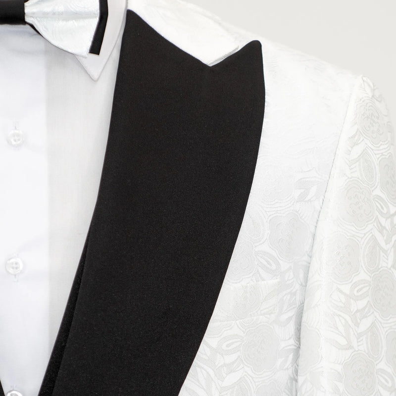 Felix | White Floral 3-Piece Tailored-Fit Tuxedo
