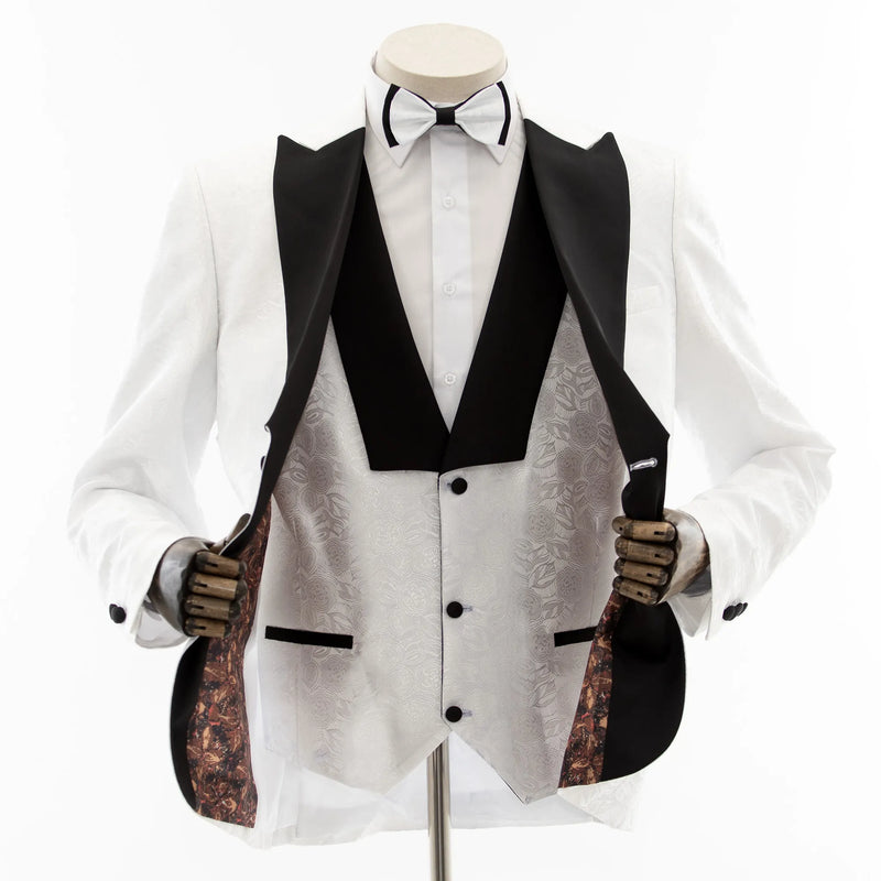 Felix | White Floral 3-Piece Tailored-Fit Tuxedo