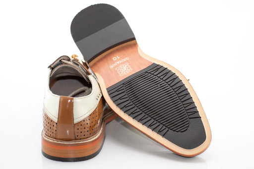 Tan and Cream Perforated Wingtip Derby