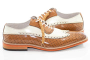 Tan and Cream Perforated Wingtip Derby
