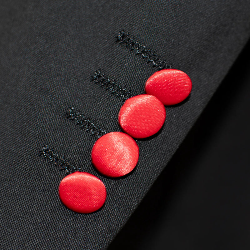 Black and Red 3-Piece Slim-Fit Tuxedo