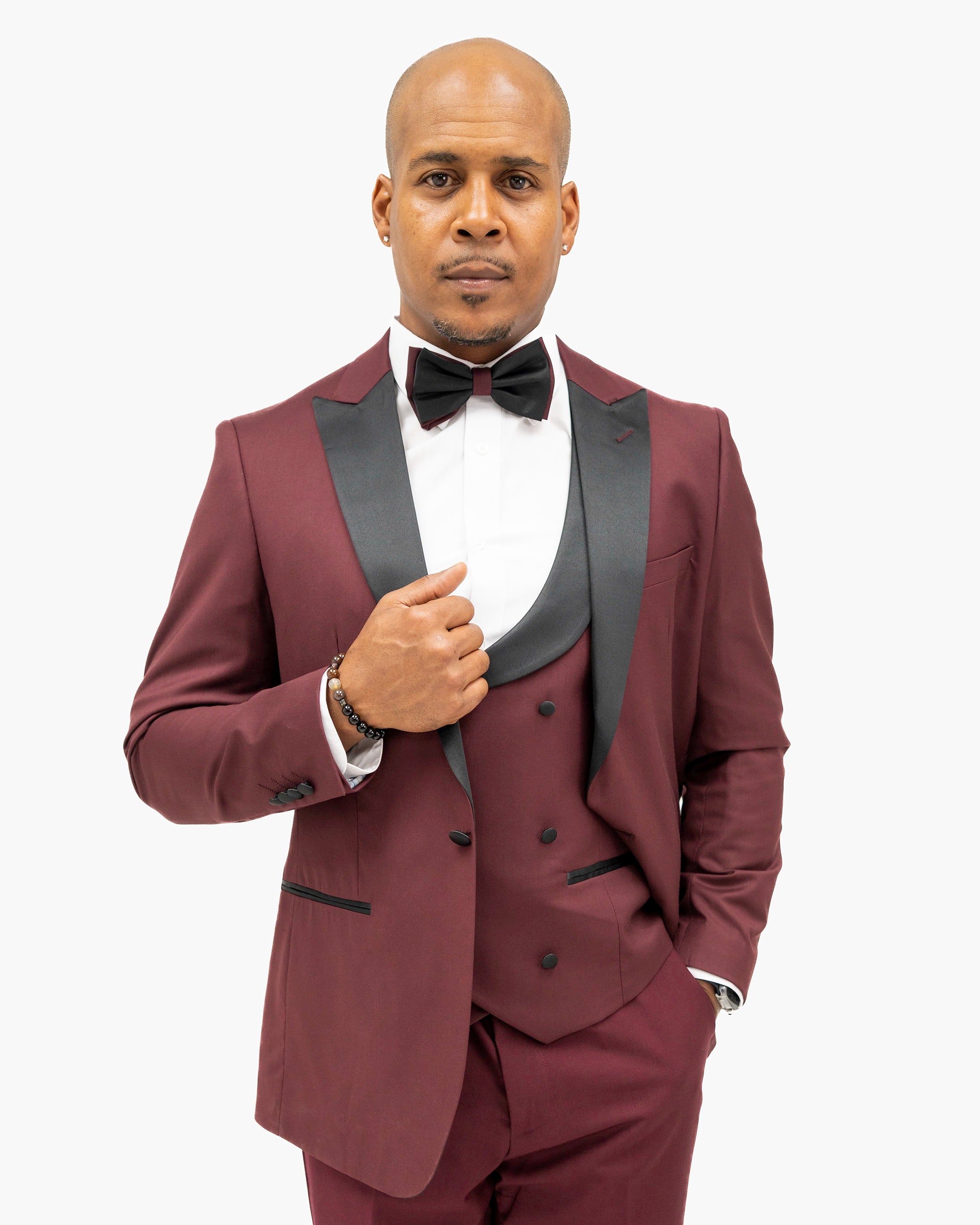 Burgundy 3-Piece Slim-Fit Tuxedo