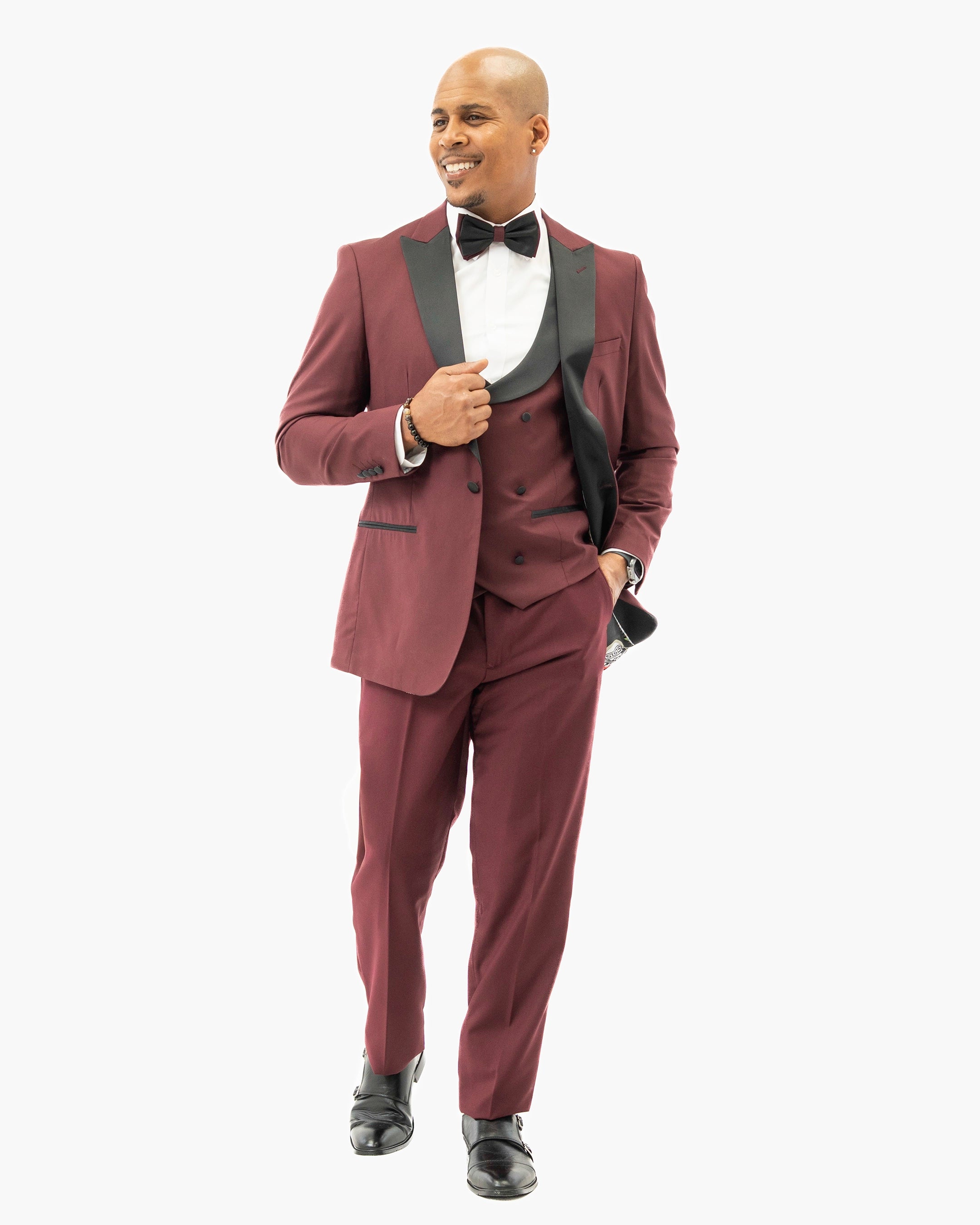 Burgundy 3-Piece Slim-Fit Tuxedo