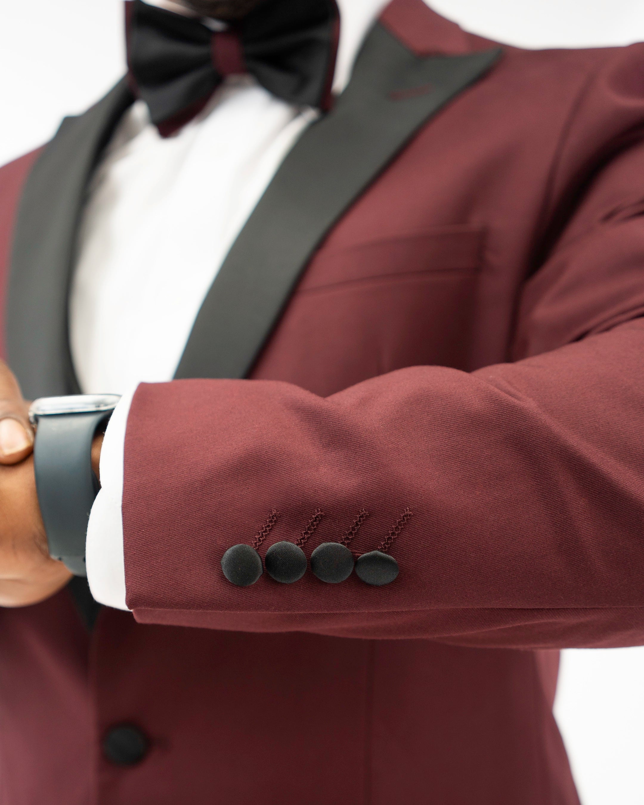 Burgundy 3-Piece Slim-Fit Tuxedo