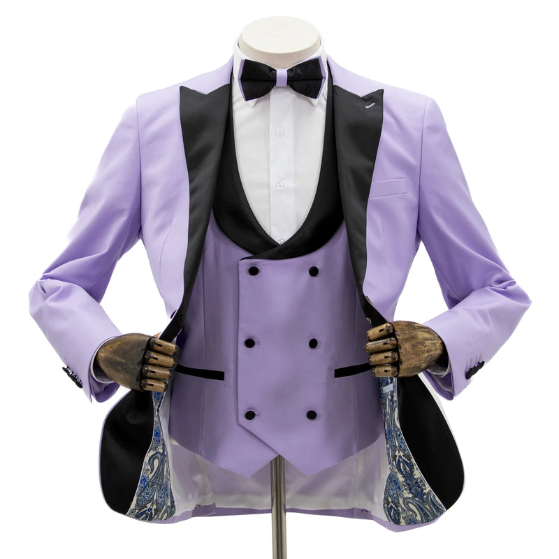 Lavender and Black 3-Piece Slim-Fit Tuxedo