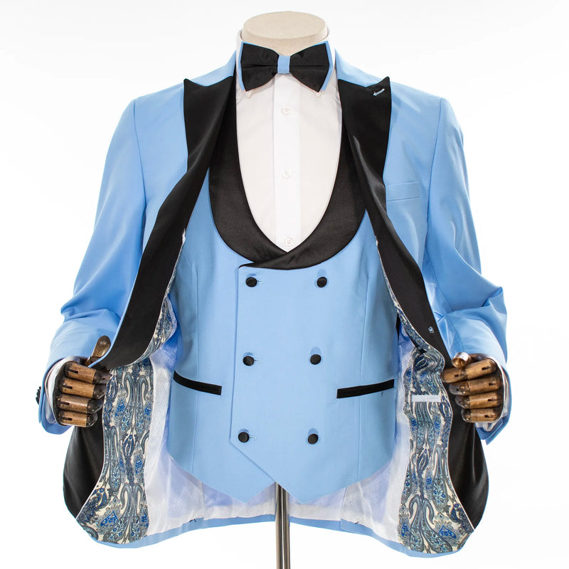 Sky Blue 3-Piece Slim-Fit Tuxedo
