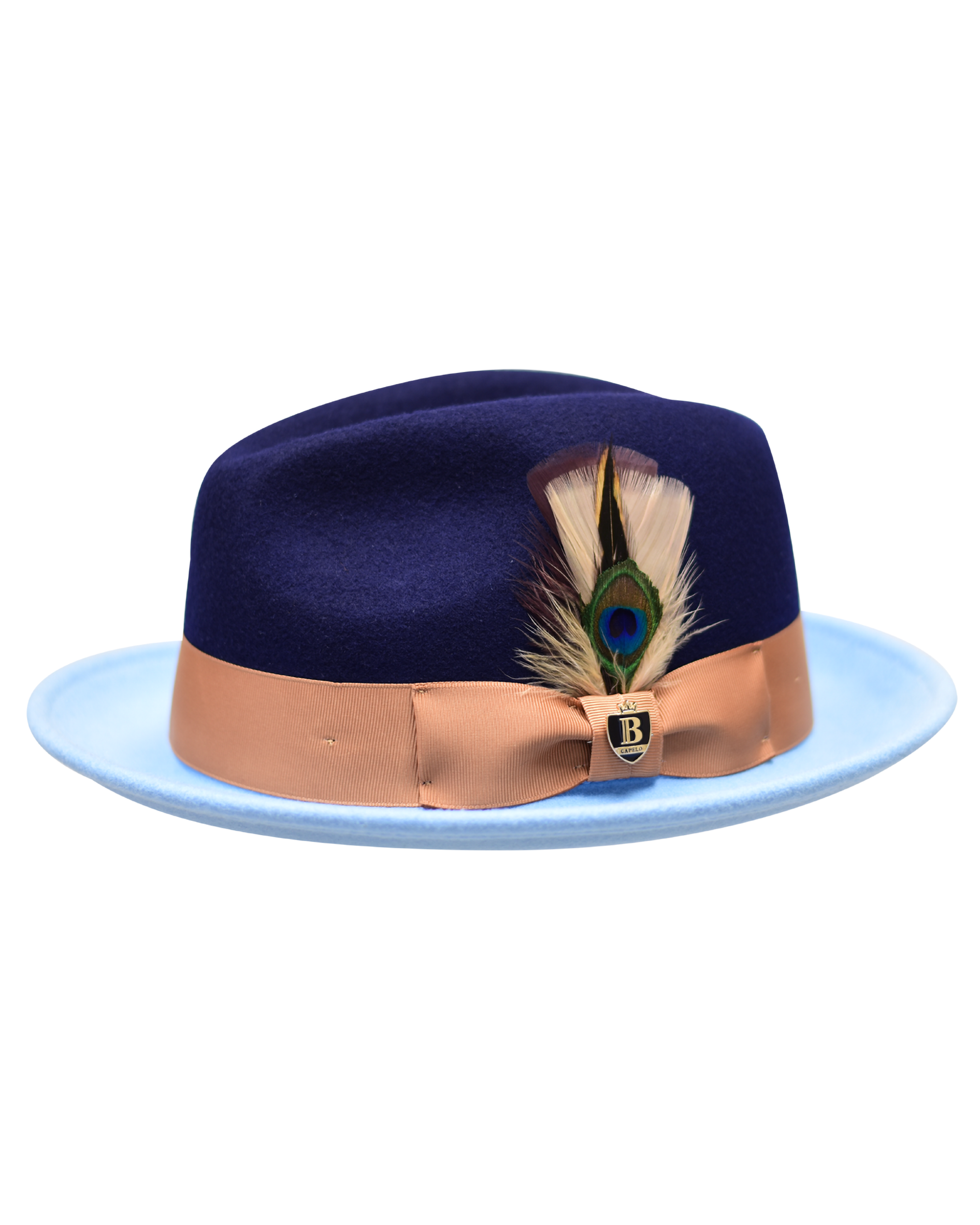 Wool Felt Snap Brim 2-Tone Fedora Hat