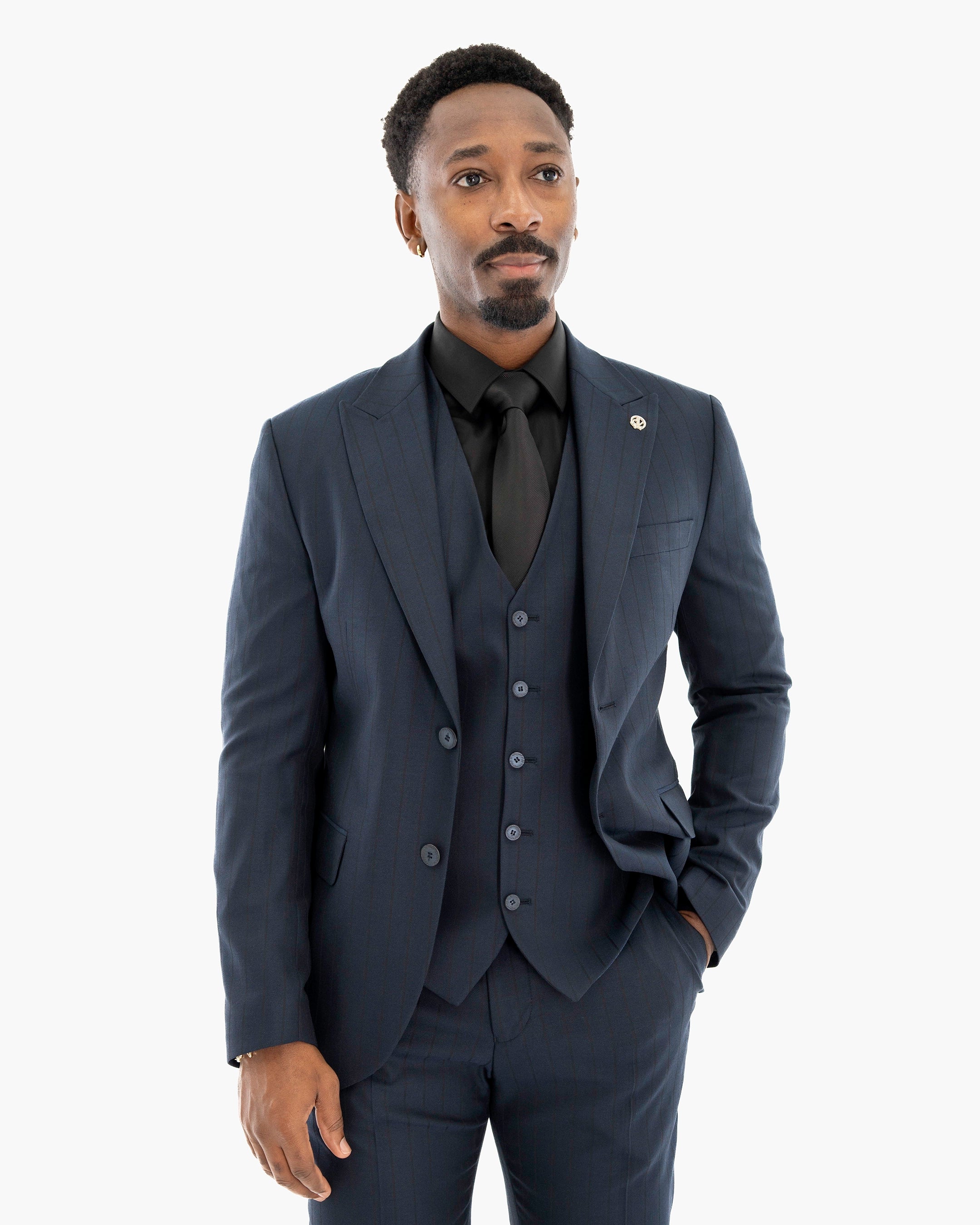 Russell | Pinstriped 3-Piece Tailored-Fit Suit
