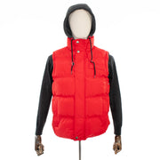 Men 's Red Puffer Vest Hooded Jacket