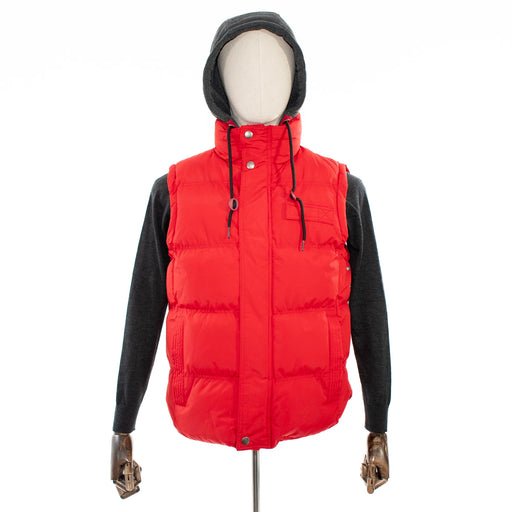 Men 's Red Puffer Vest Hooded Jacket