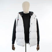 Men's White Puffer Vest Hooded Jacket