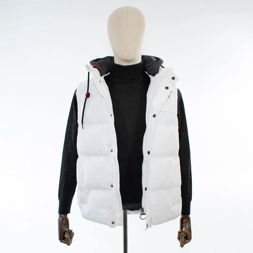 Men's White Puffer Vest Hooded Jacket