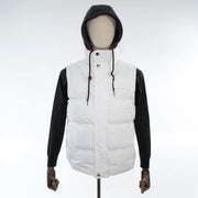 Men's White Puffer Vest Hooded Jacket