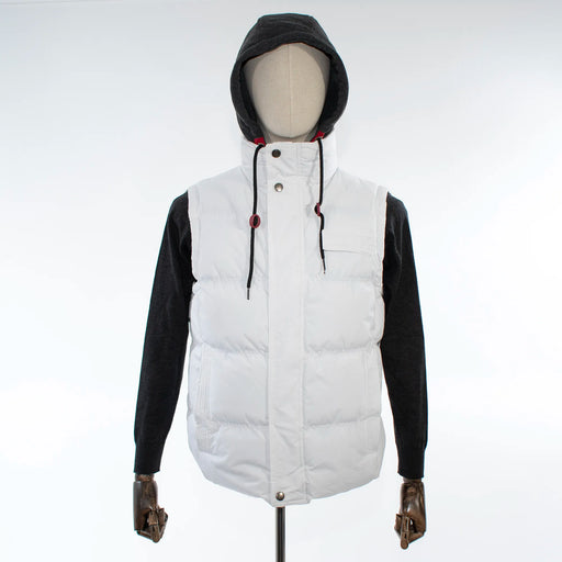 Men's White Puffer Vest Hooded Jacket
