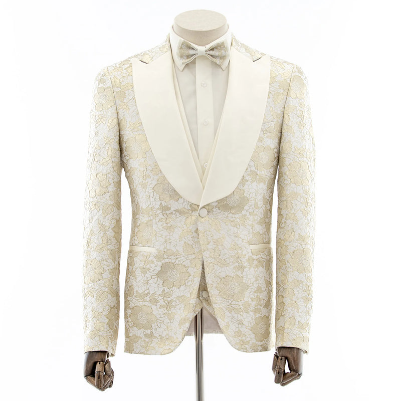 Felix | Champagne Floral 3-Piece Tailored-Fit Tuxedo
