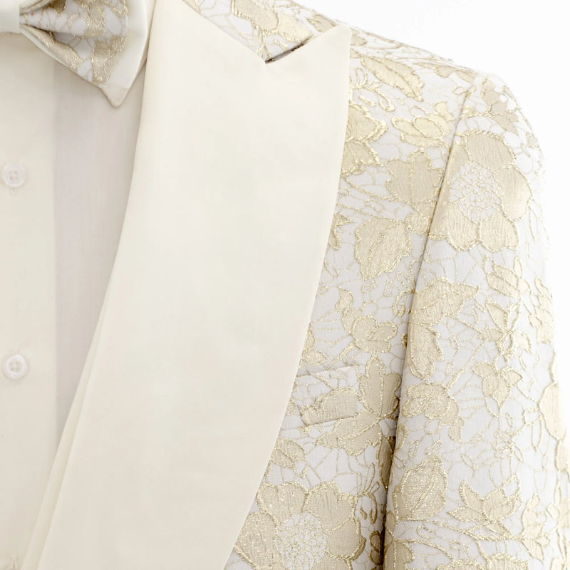 Felix | Champagne Floral 3-Piece Tailored-Fit Tuxedo