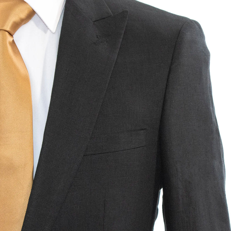 Black 2-Piece Slim-Fit Linen Suit