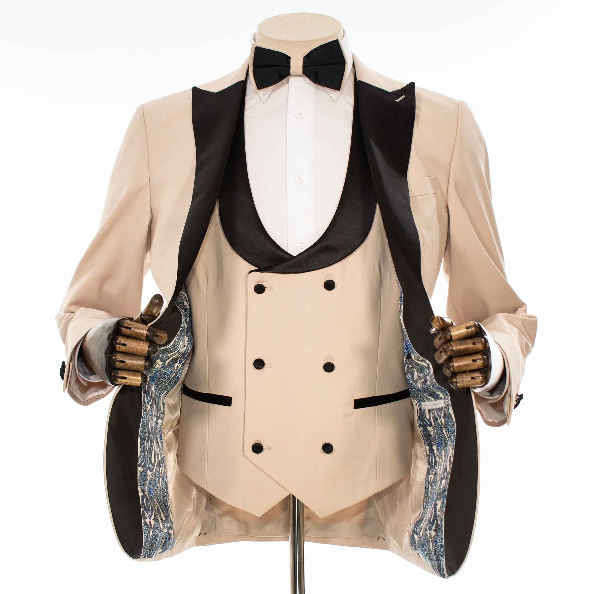 Tan and Black 3-Piece Slim-Fit Tuxedo