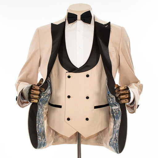 Tan and Black 3-Piece Slim-Fit Tuxedo