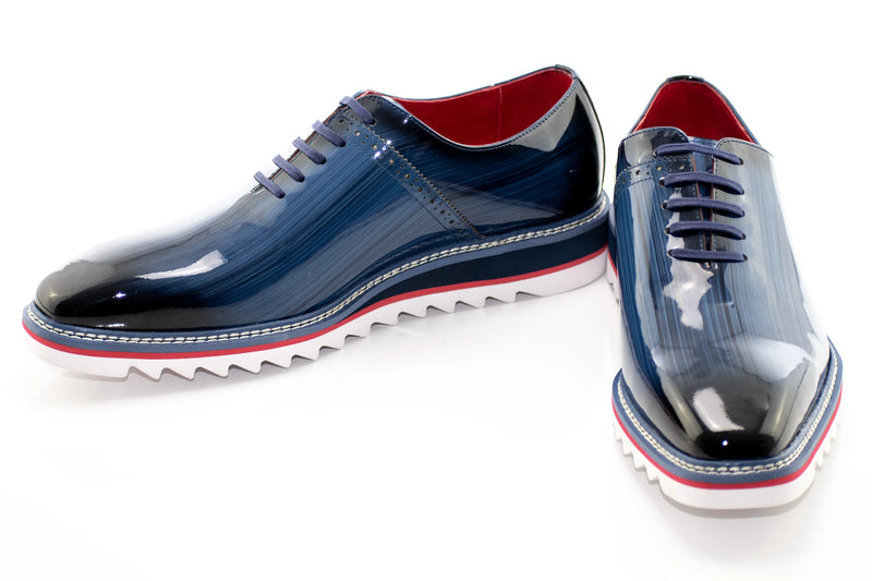 Cobalt Blue Leather Oxford Dress Sneaker