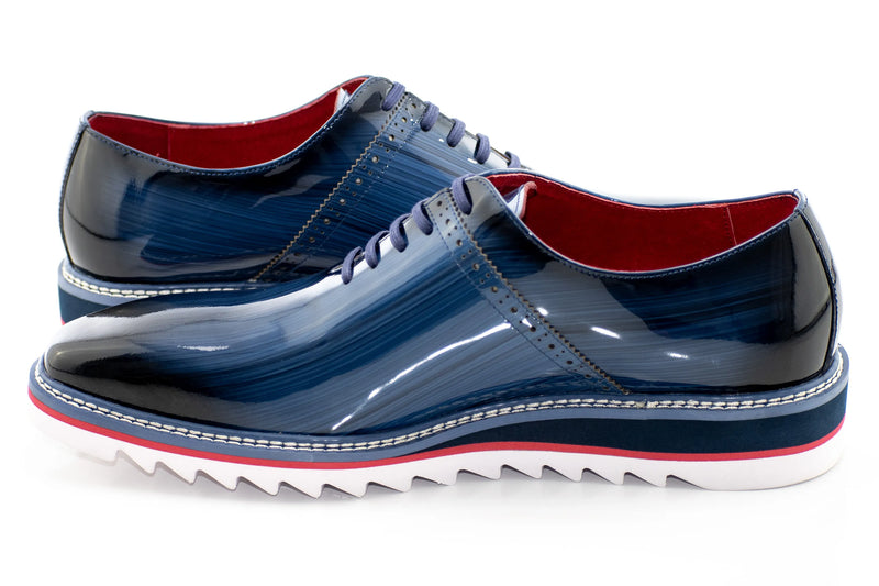 Cobalt Blue Leather Oxford Dress Sneaker